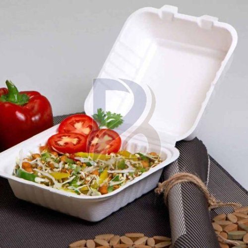 Eco Square Hinge Lid Bagasse Container