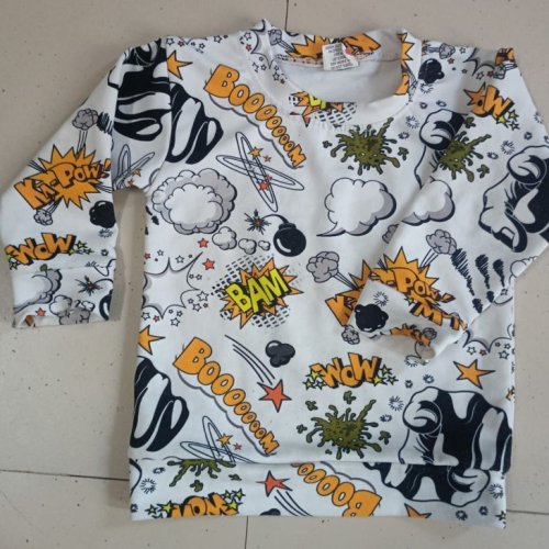 Kids Cotton Blend Comic Print Shirt with Sound Effects