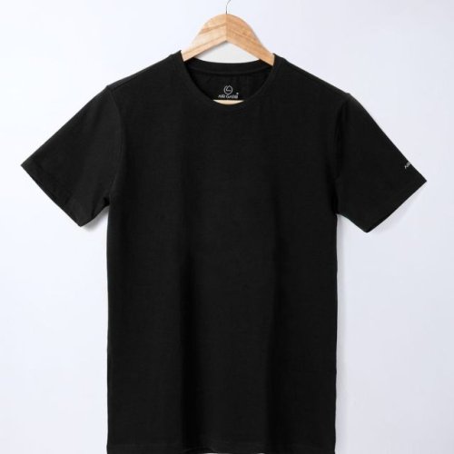 Mens Cotton Blend Black Crew Neck T-Shirt