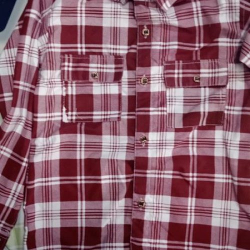 Mens Cotton Blend Maroon & Pink Plaid Shirt