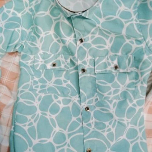 Mens Cotton Blend Turquoise Circle Print Shirt