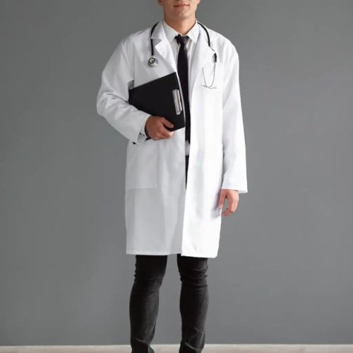 Mens Cotton Blend White Formal Medical Lab Coat