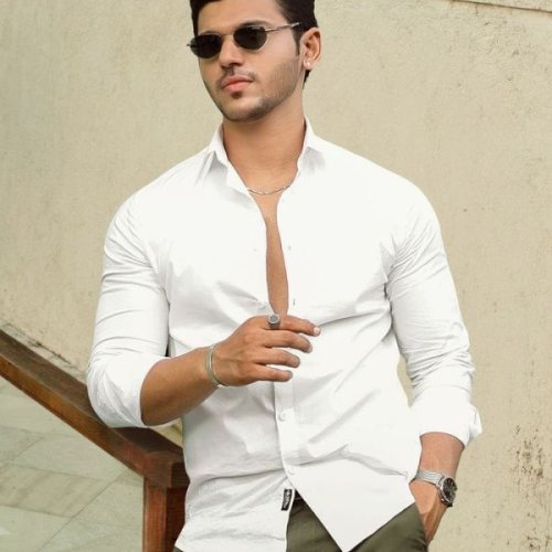 Mens Cotton Blend White Slim Fit Casual Shirt