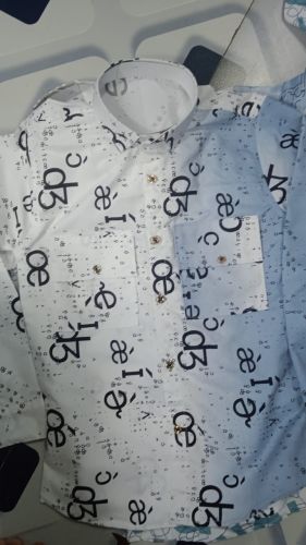 Mens Cotton Blend White Symbol Shirt with Dual Pockets