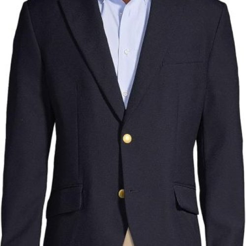 Mens Wool Blend Navy Golded Button Blazer