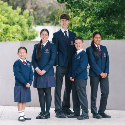 Unisex Polyester Blend Navy & Red Piping School Blazer