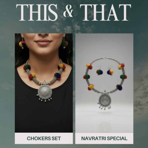 Oxidized Women Chocker Metal Necklace Set