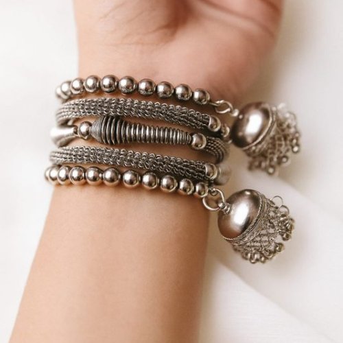 Silver Metal Spring Women Bangle