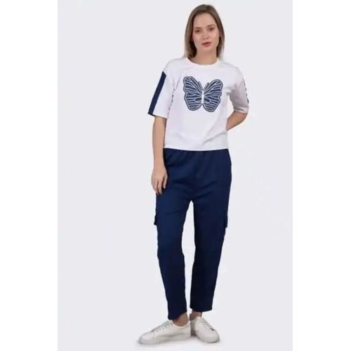 Ladies Butterfly Print Polyester Co-Ord Set