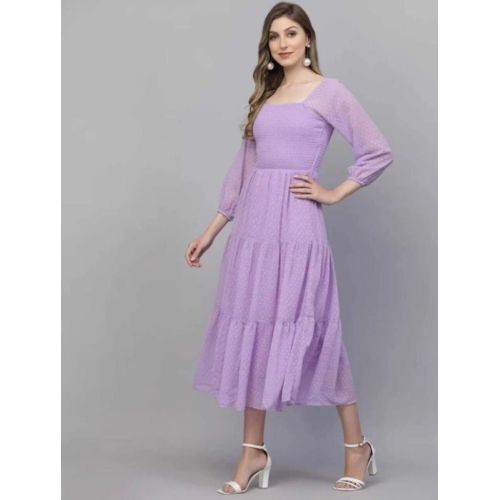 Ladies Lavender Georgette Long Dress