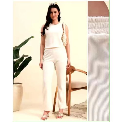 Ladies Off White Cotton Linen Co-Ord Set
