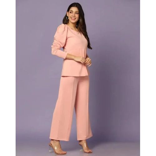 Ladies Peach Poly Cotton Co-Ord Set