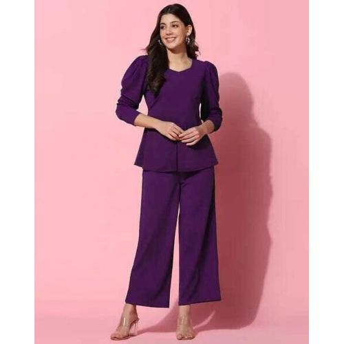Ladies Plain Poly Cotton Co-Ord Set
