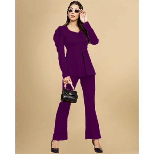 Ladies Purple Poly Cotton Co-Ord Set
