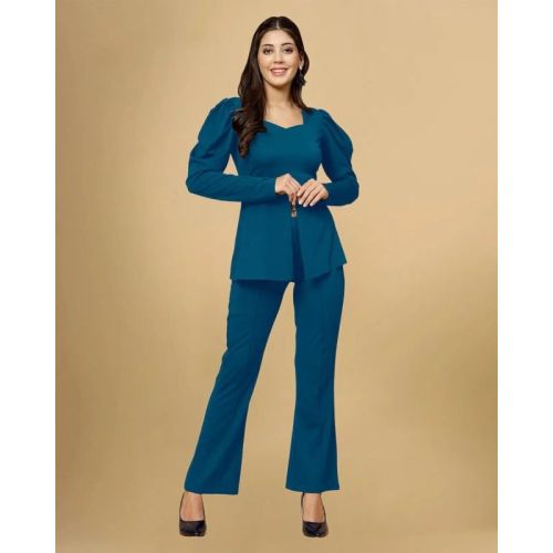 Ladies Teal Blue Poly Cotton Co-Ord Set