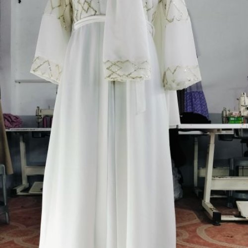 Elegant White Abaya Dress