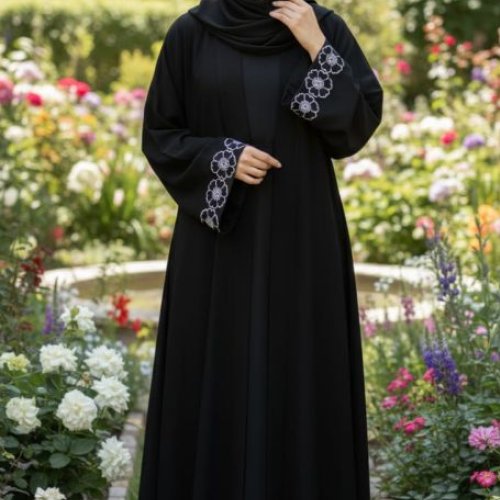 Front Open Black Abaya