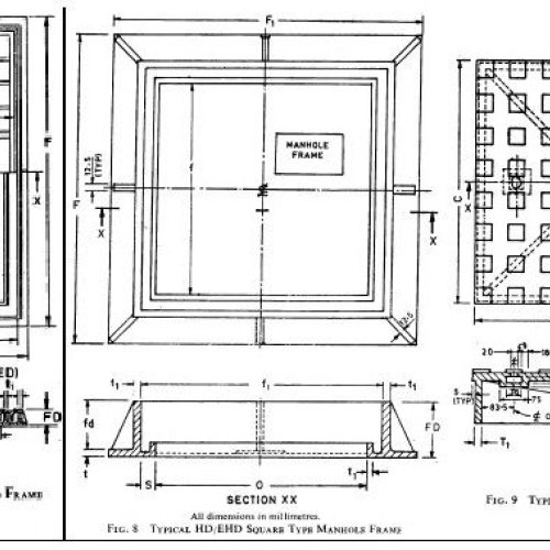 Grey Cast Iron Square Type Manhole Cover