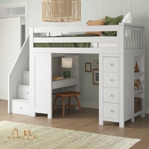 Bunk Bed with Study Table and Storage