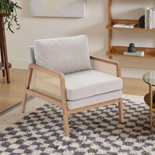 Mid Century Modern Cane &AMP; Upholstered Armchair