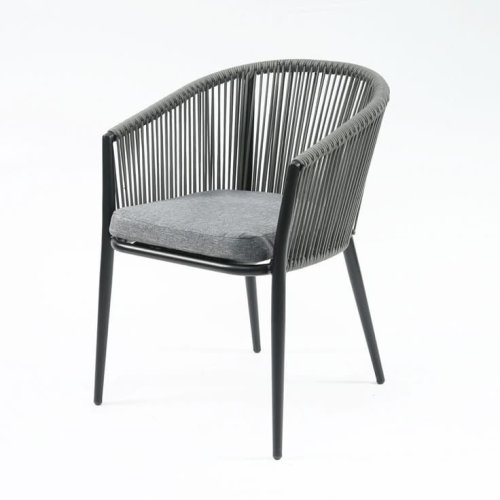 Modern Outdoor Rope & Metal Armchair with Cushion