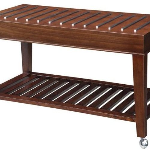 Modern Walnut Wood Rolling Coffee Table