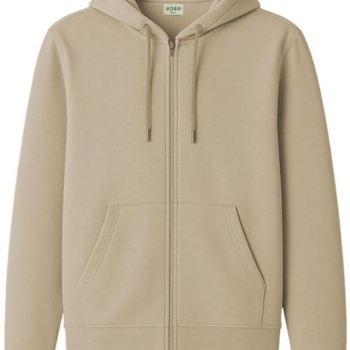 Mens Beige Zipper Hoodie