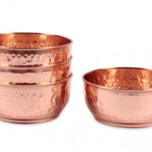 Round Copper Hammered Bowl