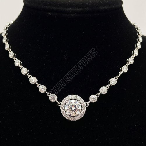 Halo Design Artificial Diamond Necklace