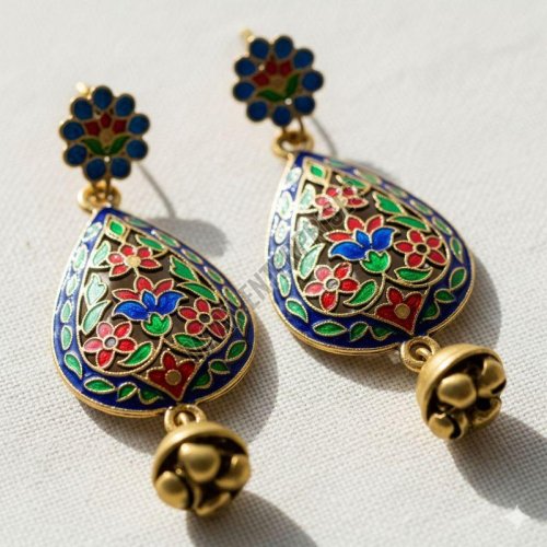Handcrafted Meenakari Brass Dangle Earrings