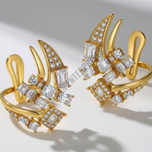 High Fashion Brass Ear Cuffs with Zirconia