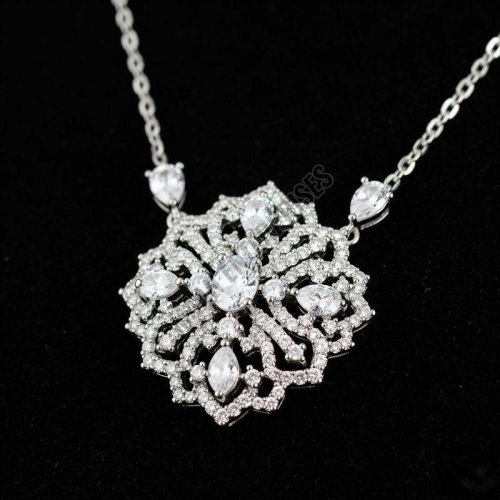 Silver Plated Cz Stone Necklace