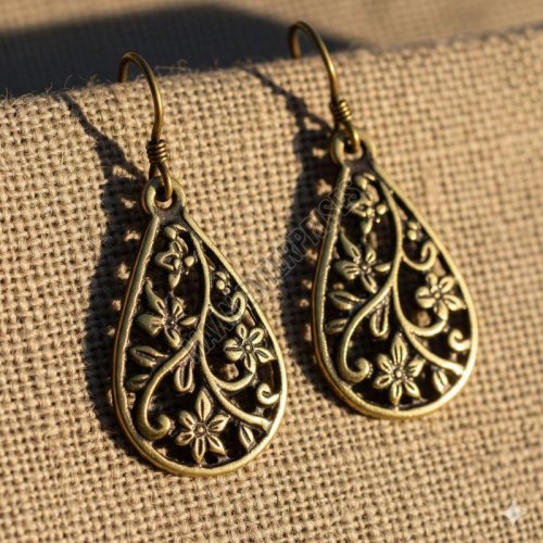 Small Carved Brass Earrings