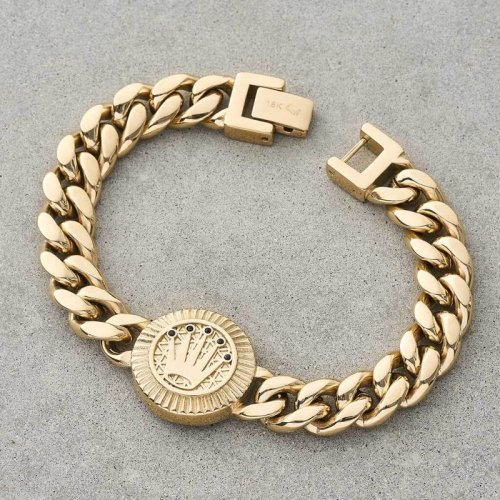 Luxury Hiphop Gold Plated 925 Silver Mens Bracelet