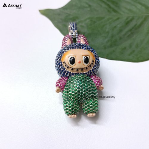 Hip Hop Cartoon Style Labubu Moissanite Pendant