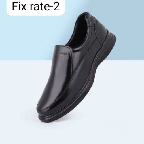 FORB Mens Black Genuine Leather Slip On Formal Shoes