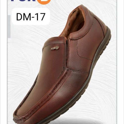 FORB Mens Brown Genuine Leather Moc Toe Slip On Shoes