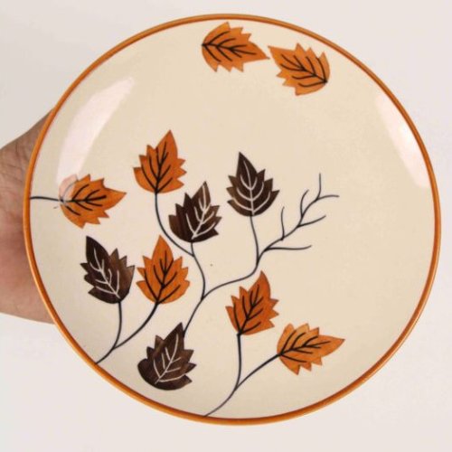 Autumn Leaf Round Ceramic Plate