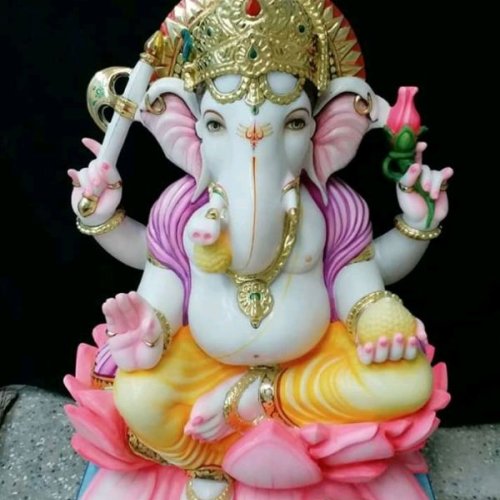 Multicolor Bal Ganesh Marble Statue