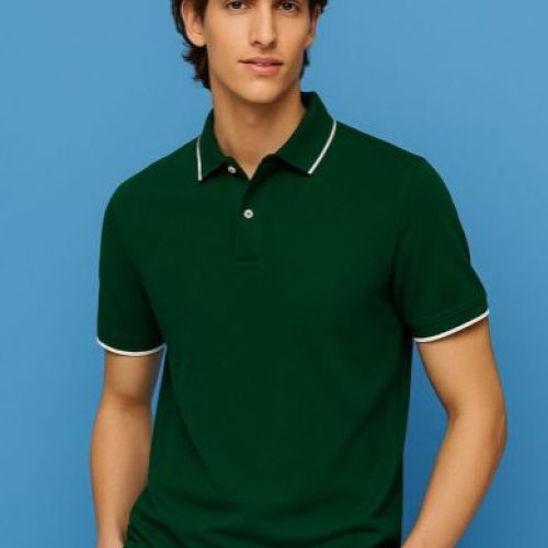 Cotton Polo T Shirt with Tipping