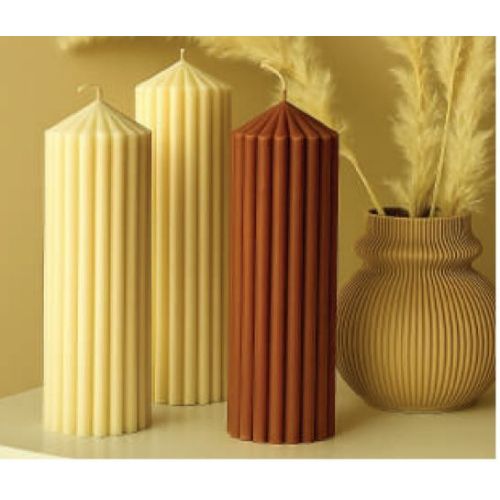 Ribbed Pillar Candle