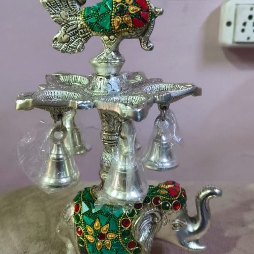 Antique German Silver Stone Work Diya