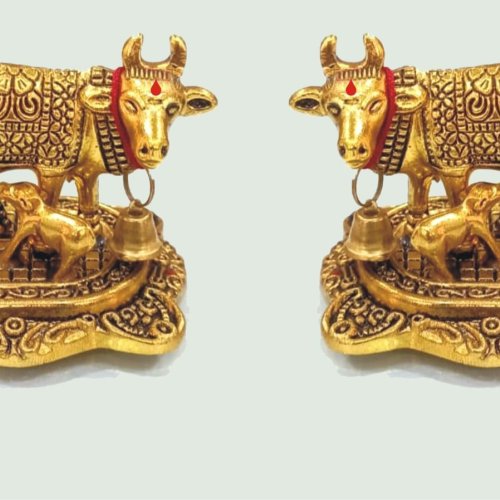 Golden Kamdehnu Cow Table Decorative Showpiece
