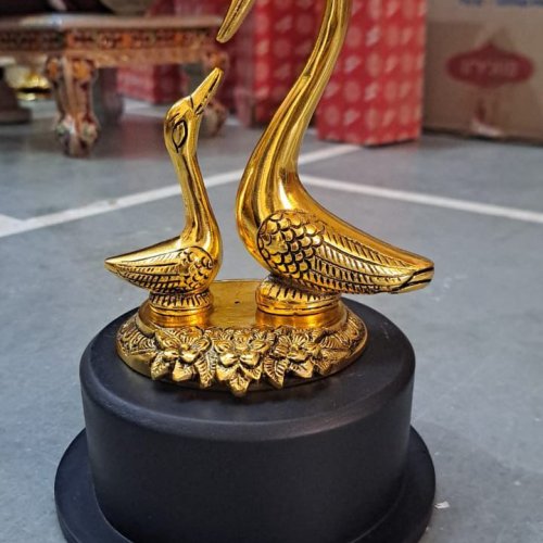 Golden Metal Duck Pair Showpiece