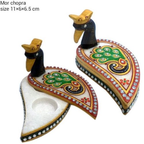 Hand Painted Marble Peacock Chopra
