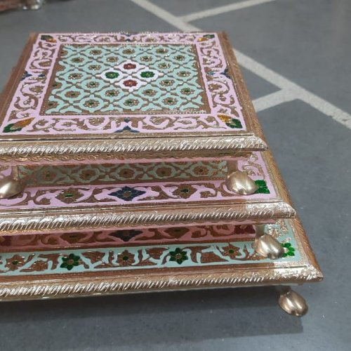 Handcrafted Wooden Meenakari Art Pooja Chowki