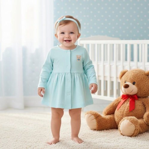 Baby Girl Cotton Full Sleeve Front Open Frock