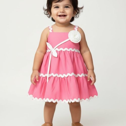 Baby Girl Pink Sleeveless Party Wear Fancy Frock