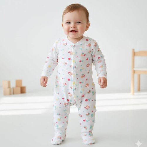 Baby Soft Cotton Printed Full Sleeve Sleepsuit