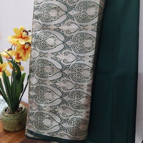 Brocade Woven Silk Bottom Unstitched Co-ord Sets Fabric